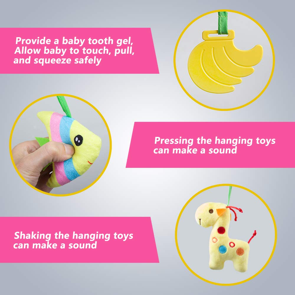 Caterbee Baby Car Seat Toys, Hanging Activity Spiral Plush Stroller Toys with Rattle for boy or Girl (Elephant)