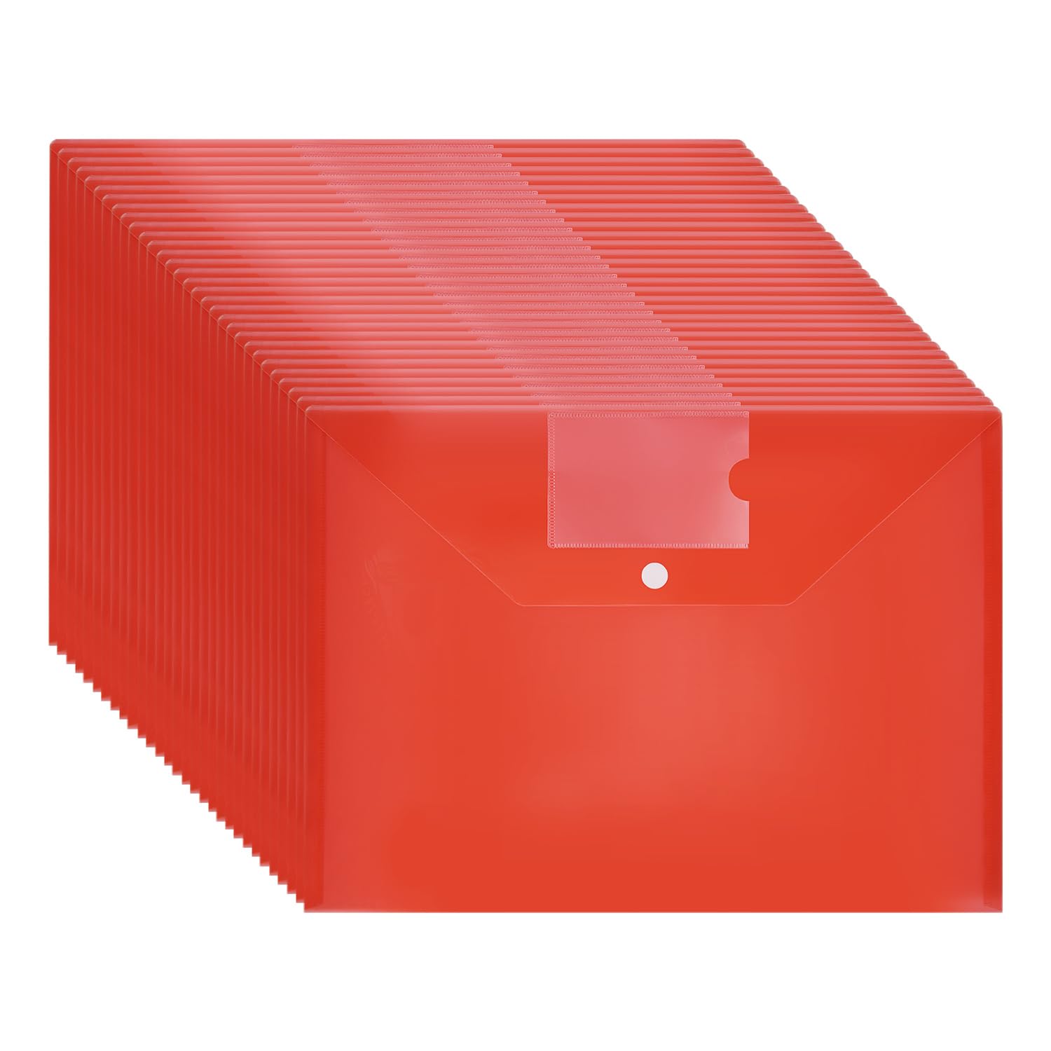 A4 Plastic Wallets with Popper - 30 Pack Plastic Folders A4 Document Folders Popper Wallet Envelope Wallets (Red)