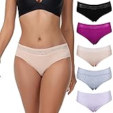 LYYTHAVON Women’s Underwear Cotton Panties Lace Soft Hipster Panty Ladies Stretch Full Briefs 5 Pack