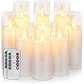 Homemory Pure White Acrylic Flameless Candles, LED Candles, Battery Operated Candles with Remote Control and Timer, Fake Electric Candle, Wedding, Home Decor, Set of 9