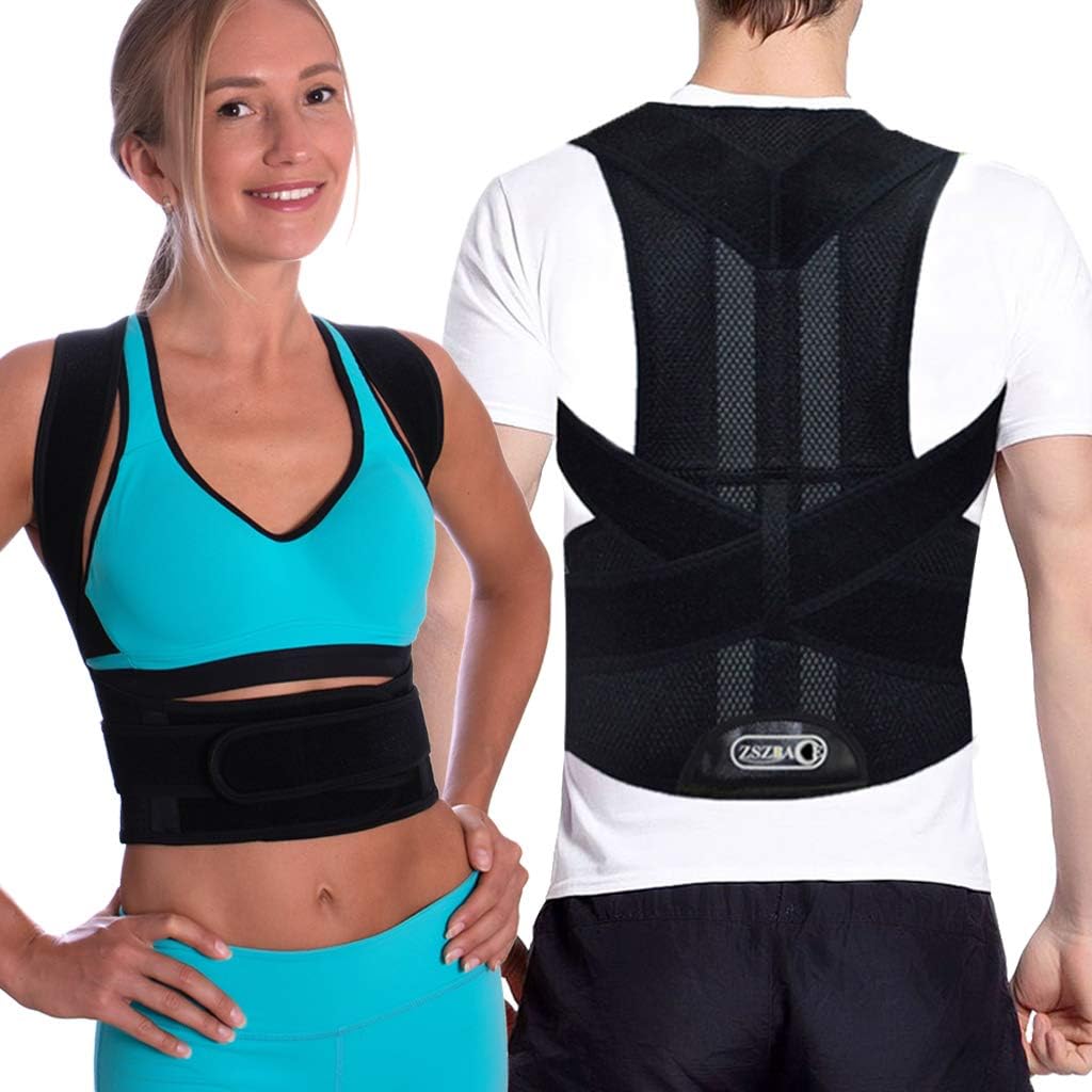 Posture Corrector for Women & Men - Thoracic & Shoulder Brace for Upper & Lower Back Pain - Clavicle & Lumbar Support Anti Scoliosis (L: Waist Length fits 35.4-41.3", Black)