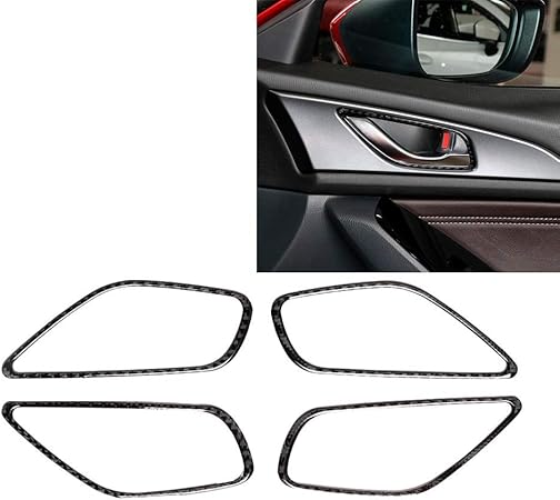 Amazon 車のインテリアステッカー マツダ3 Angkeselaに適しカーボンファイバーカーインテリアドアハンドル ドアフレーム装飾デコレーションアクセサリー ステッカー デカール 車 バイク