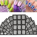 Ejiubas 12 Pcs 24 Different Designs Nail Vinyls Nail Stencil Sheets Easy Nail Art Nail Guides Nail Stickers Set