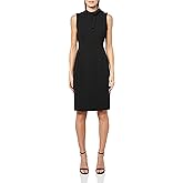 Calvin Klein Women's Sleeveless Tie Neck Crepe Knee Length Sheath Dress