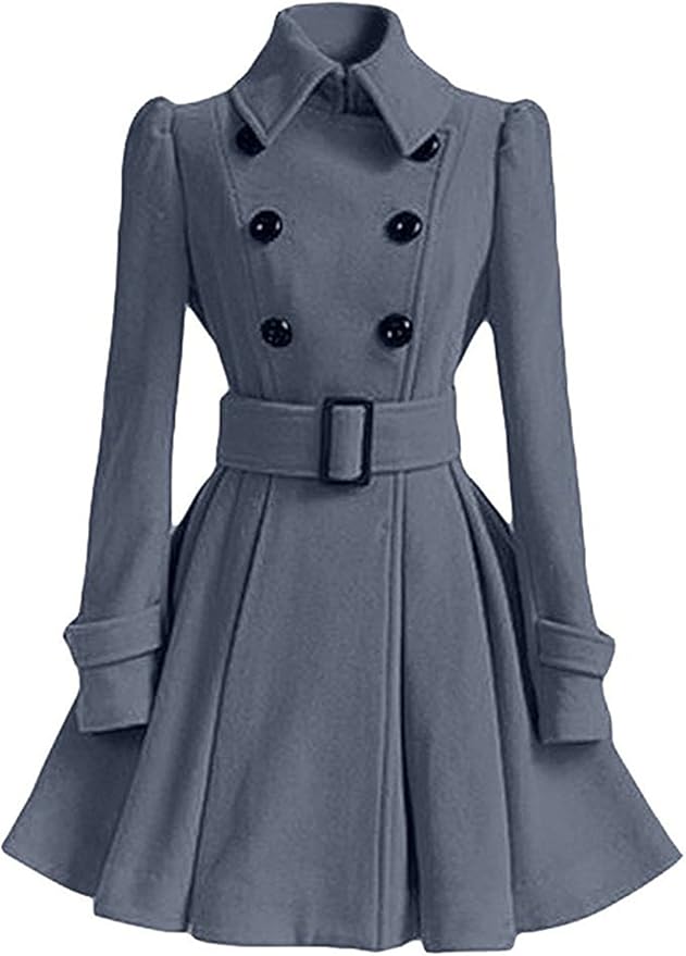 Dames Trenchcoat met Dubbele Rij Knopen en Lange Mouwen