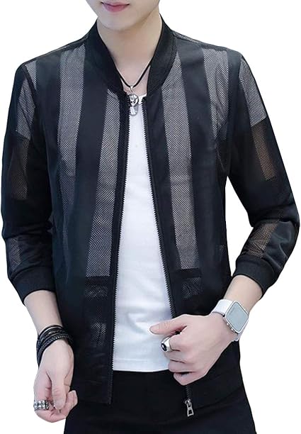 Mengfan メンズ コート ジャケット Ma 1 ラッシュパーカー 日焼け止め Uvカット ジャンパー 春 秋 夏 無地 軽量 薄手 透かし彫り おしゃれ シンプル トップス ブルゾン コート ジャケット 通販 Amazon