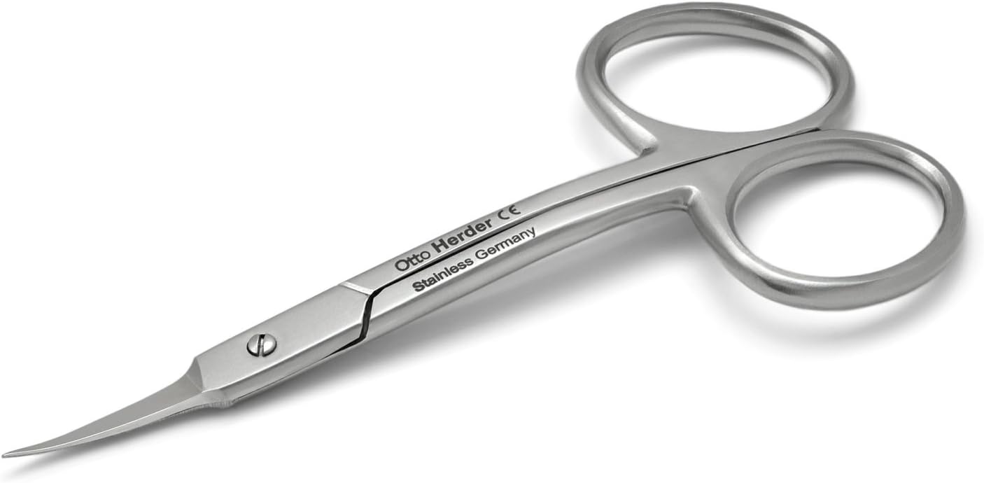 Otto Herder Cuticle Scissors with Ergonomic Design | INOX Stainless steel - Extra sharp - made in Germany - plus a free Crystal Nail File