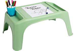 LAPGEAR Turtle Table Kids Activity Lap Desk Tray with Storage Wells for Snacks, Play, Classroom and Sensory Toys - Sage Green - Style No. 20121
