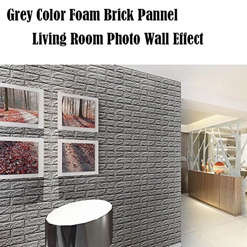 POPPAP 3D Foam Wall Panels Grey Color Peel and Stick Brick Wallpaper Self-Adhesive Removable for TV Walls, Background Wall Decor 10PCS
