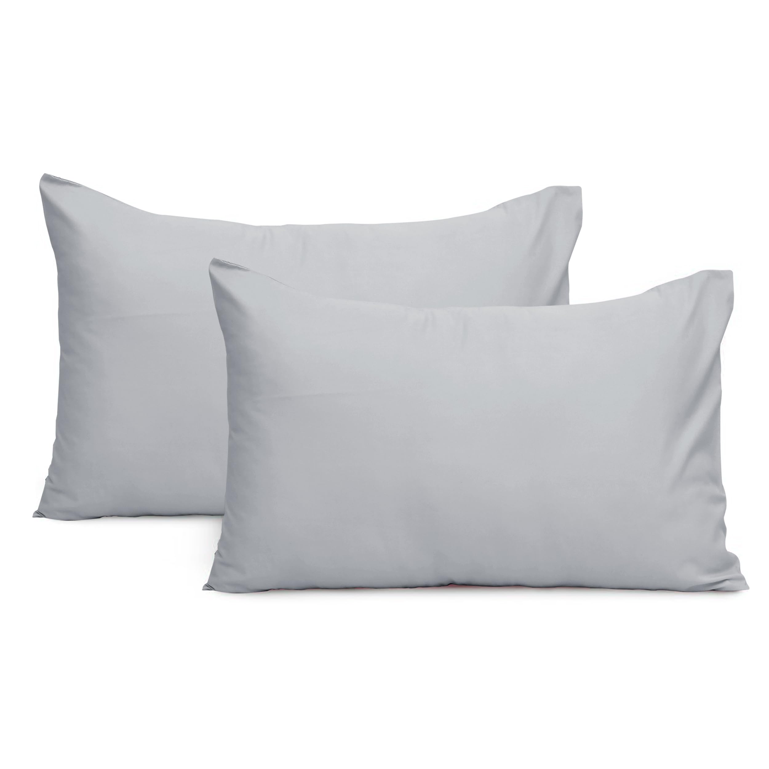 Imperial Rooms Pillow Cases 2 Pack Super Soft Easy Care Fade Resistant Brushed Microfibre Pillow Covers (Silver, Pillow Cases 2 Pack)