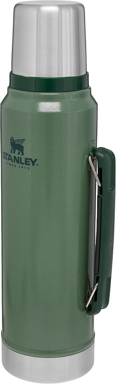 Stanley Classic 1L Vacuum Flask Hammered Green Keeps Hot Cold 24h
