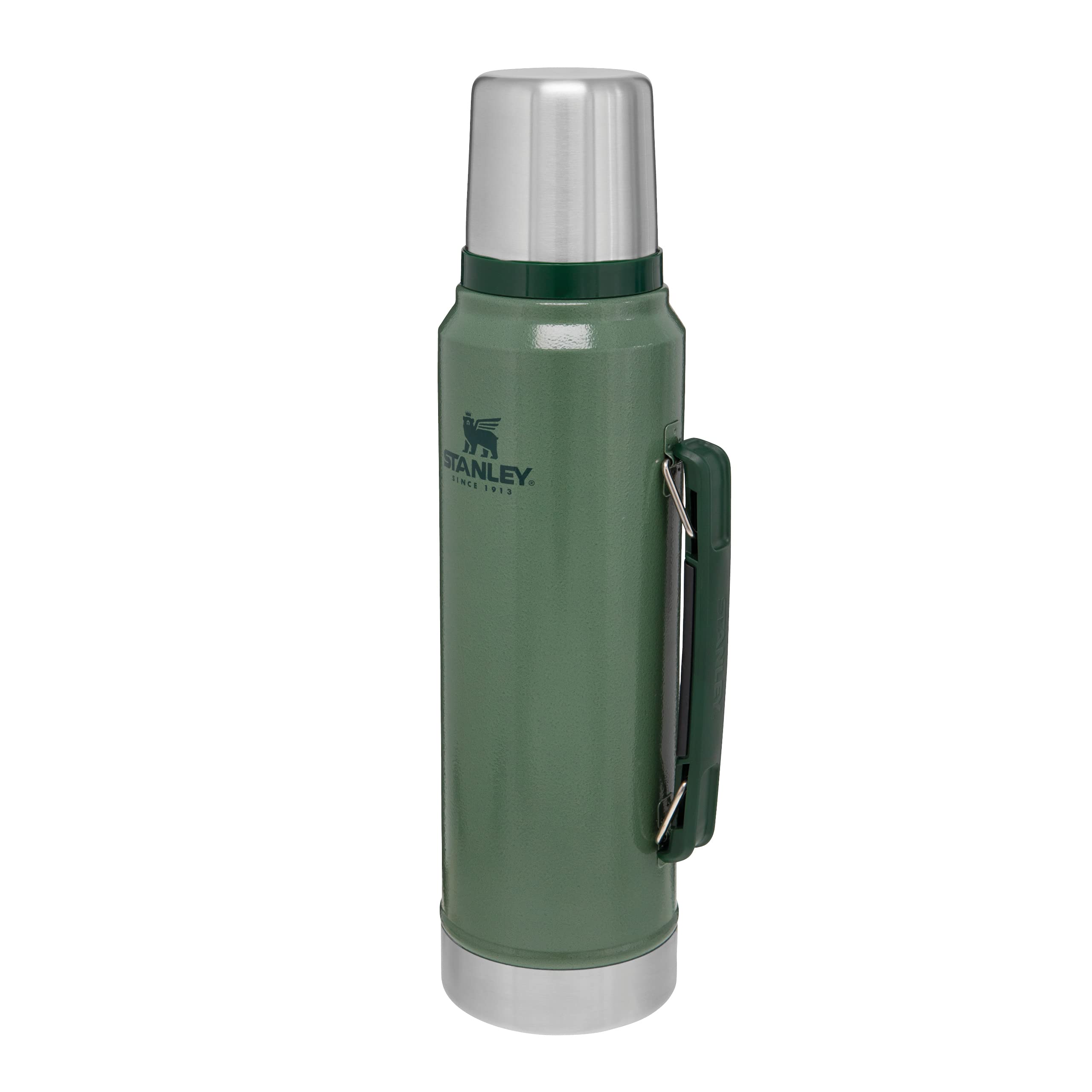 Stanley 1913 Classic Legendary Thermal Flask 1L - Keeps Hot Or Cold for 24 Hours - BPA-Free Insulated Bottle - Stainless Steel Coffee Flask - Leakproof - Dishwasher Safe - Hammertone Green