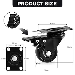 Caster Wheels, Heavy Duty 2 Inch Casters Set of