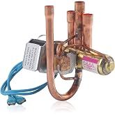 4 Way Reversing Valve, Copper AC Heat Pump Reversing Valve for R22 R410A R407C R404A, Universal HVAC System Replacement Part for Air Conditioner Repair Maintenance (1p)