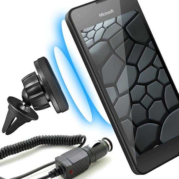 scozzi KFZ Set für Microsoft Lumia 650/640 / 550/540 / 535/532 / 435 / auch XL, LTE & Dual SIM Modelle 360° KFZ Magnet Halter