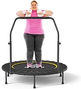 CLORIS 40/48 Inch Foldable Fitness Trampoline with Adjustable Handle 400-450LBS
