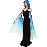 DAZCOS Women's Chiffon Fairy Hooded Cape Elf Sheer Cloak Tulle Bridal Off Shoudler Capelet for Christmas