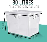 Klass Home Collection 3 x 80 Litre Large Plastic Storage Boxes With Lids Set of view 3