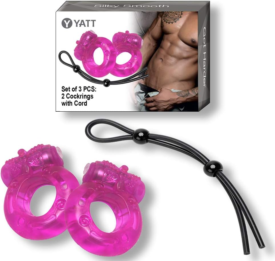 Black + Pink Silicone Exercise Bands – Rings (2 pcs +Cord)