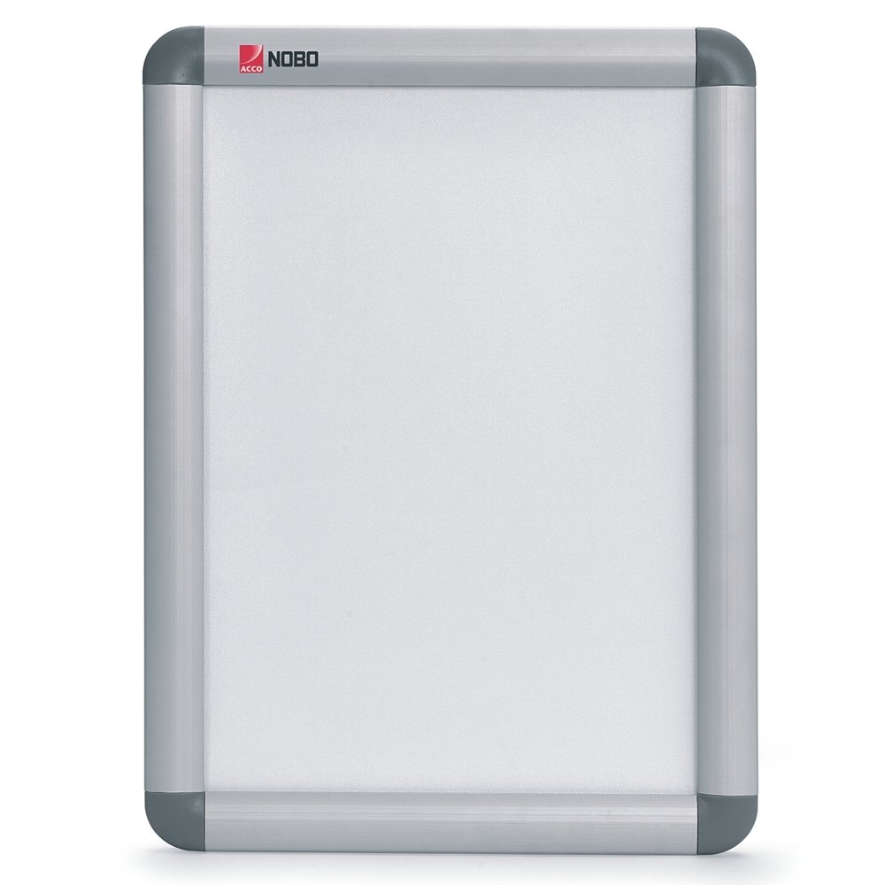 Nobo A2 Poster Frame Sign Holder With Snap Frame, Wall Mounted, Aluminium Trim, Anti-Glare Protective Cover, Premium Plus, Silver, 1902212 — image 1