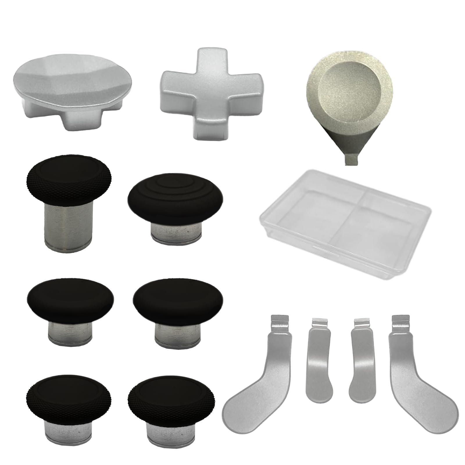 13 in1 Metal Thumbsticks for Xbox One Elite Series 2 Core Controller, Replacement Paddles Kit for Xbox Elite Series 2 Core with 6 Magnetic Swap Joysticks, 4 Paddles, 2 D-Pads, 1Tool(Silver)