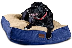 Floppy Dawg Extra Large Dog Bed with Removable, Washable Cover and Waterproof Liner. Pillow Stuffed with Orthopedic Memory Foam Blend. Made for Big Dogs up to 100 Pounds or More.