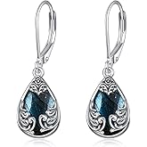 POPLYKE Celtic Filigree Teardrop Drop Dangle Earrings Sterling Silver Leverback Earrings Jewelry for Women