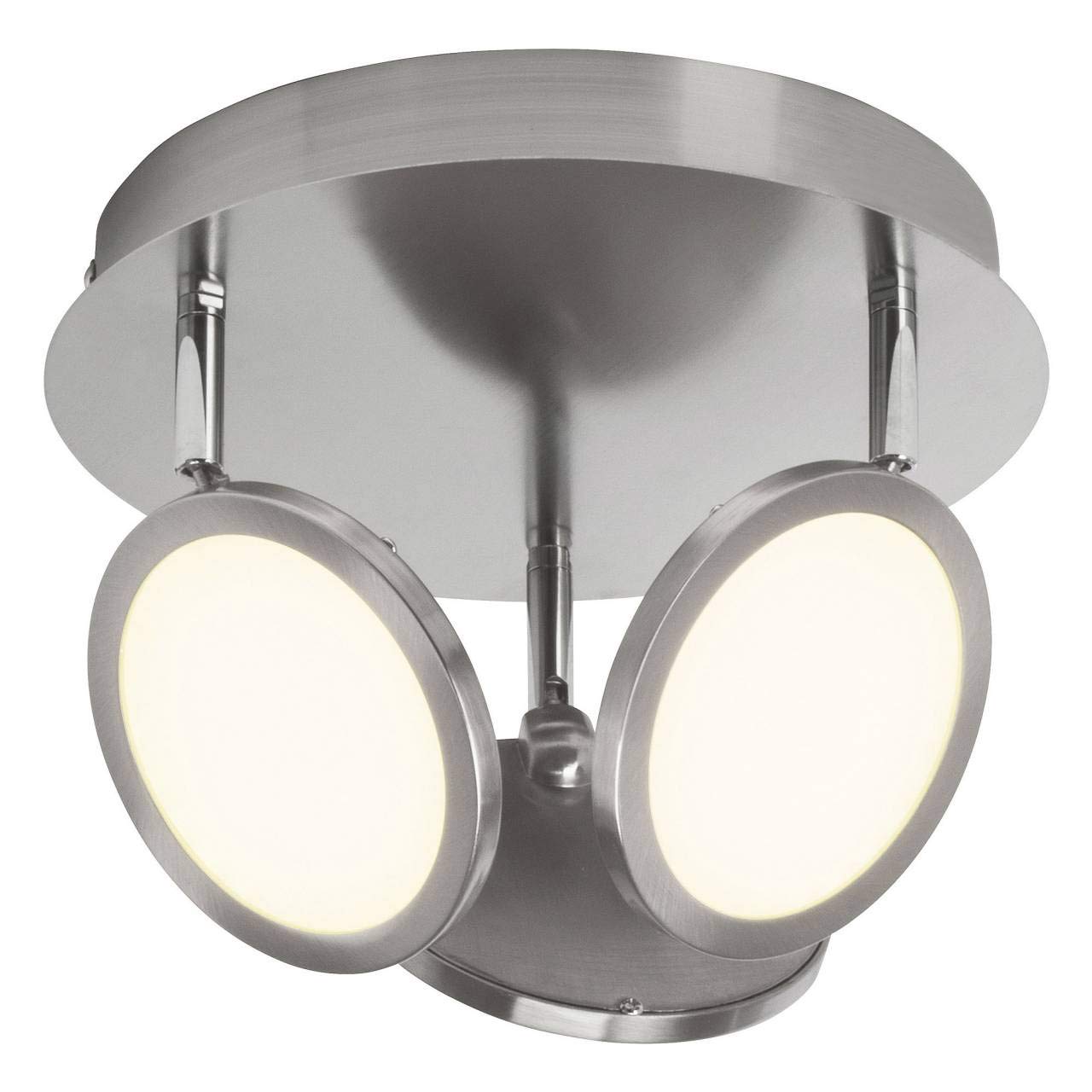 Brilliant Pluto LED Spotlight Washer Triple Iron/White | 3X 5W Integrated LEDs (SMD), (500lm, 3000K) | Scale A ++ to E | Swivel Heads