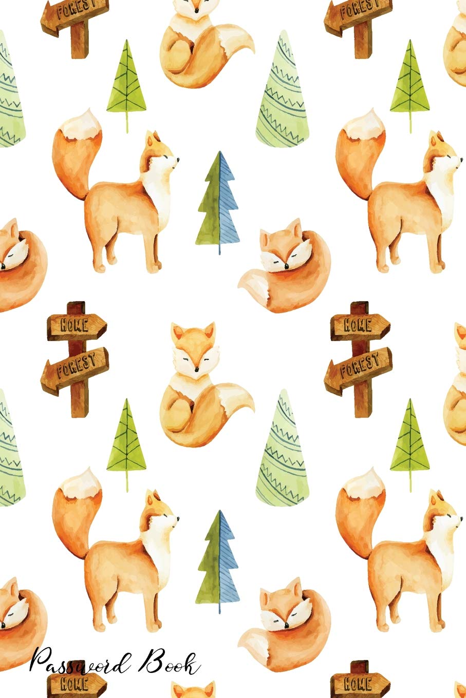 Password Book: Include Alphabetical Index With Cute Foxes Watercolor Pattern