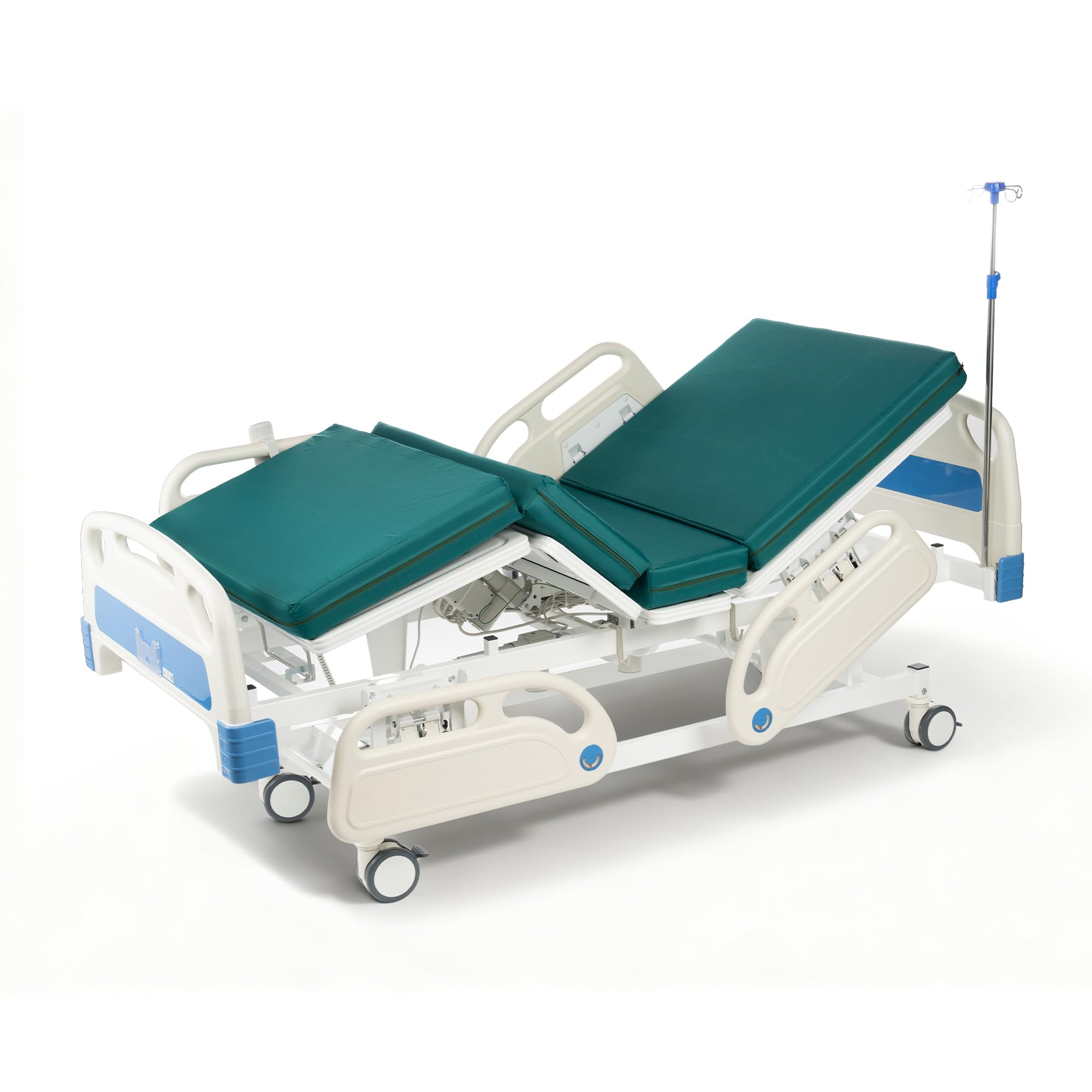 Photo 1 of RESTISLAND Hospital Bed Electric 5 Function with Trendelenburg & Reverse Trendelenburg, 5" Lockable Casters for Home Hospital Use, 530LBS Loading, with IV Pole, Mattress, Includes Sheets (2X)
