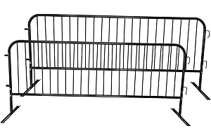 ZUVELLO 2 Pack 8.5 Ft Steel Crowd Control Heavy Duty Interlocking Steel Safety Barriers Barricade Fence Frame Guard for Events Road Traffic Control, Black