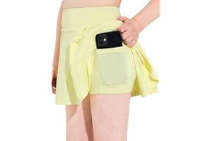 Hvididan Girls Tennis Skirts Pleated Athletic Skort with Pocket for Kids Teens Golf Sports Cheer 5-14Y