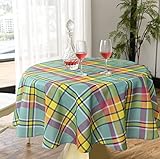 JIATER Modern Plaid Table Cloth Spillproof Polyester Fabric Round Tablecloth (70