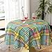 JIATER Modern Plaid Table Cloth Spillproof Polyester Fabric Round Tablecloth (70
