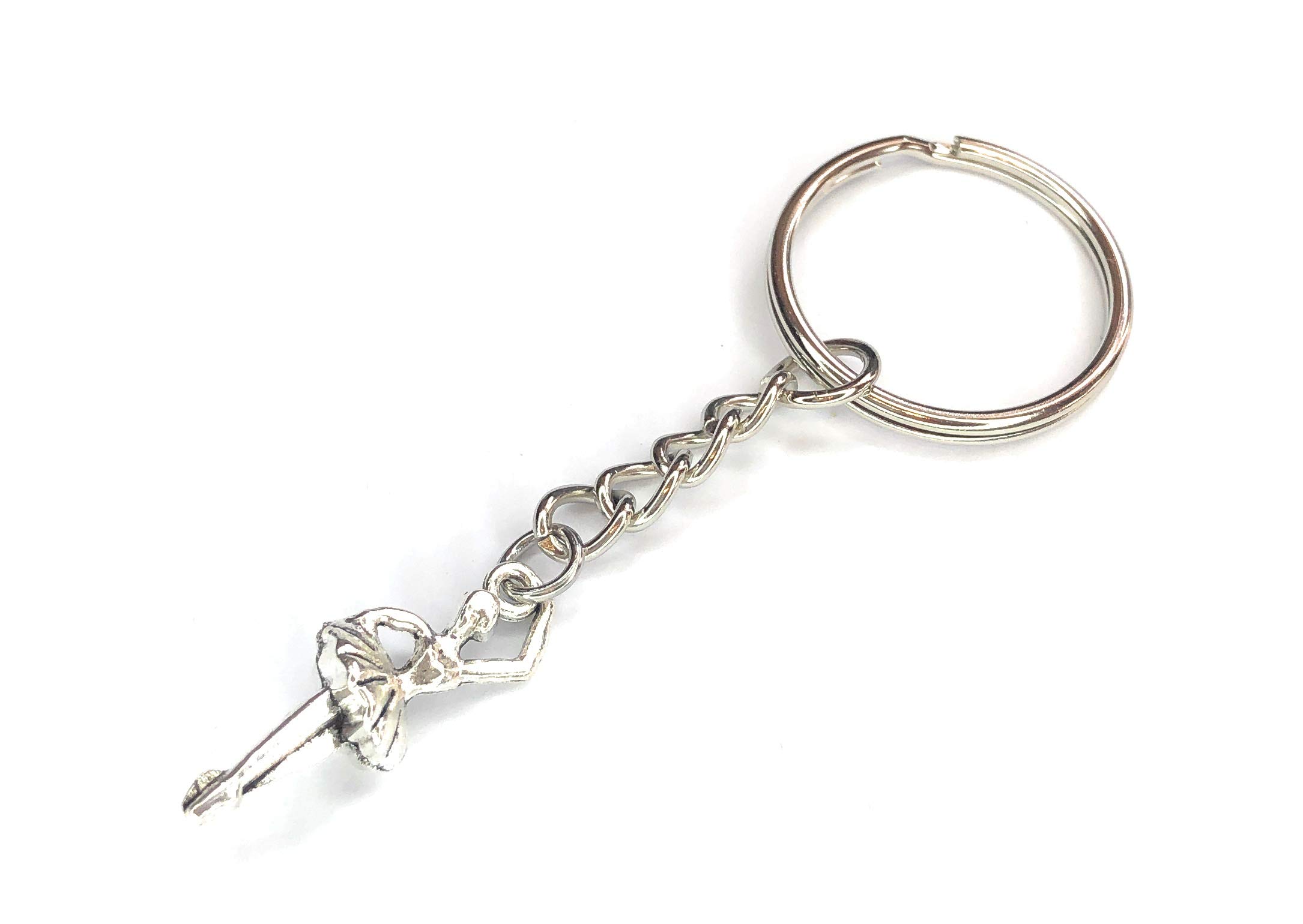 FizzyButton Gifts Ballerina Ballet Dancer Charm Keyring Key Ring with Silver Tone Keychain