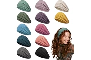 Z-CHARMMY Wide Headbands for Women's Hair, Bandeau Cheveux Femme, Spa Hair Bands for Women, 12 Pieces