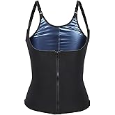 FILFEEL Women Waist Trainer Vest, Zipper Fitness Body Shaper Shirt Sauna Sweat Breathable Fat Burning Shapewear