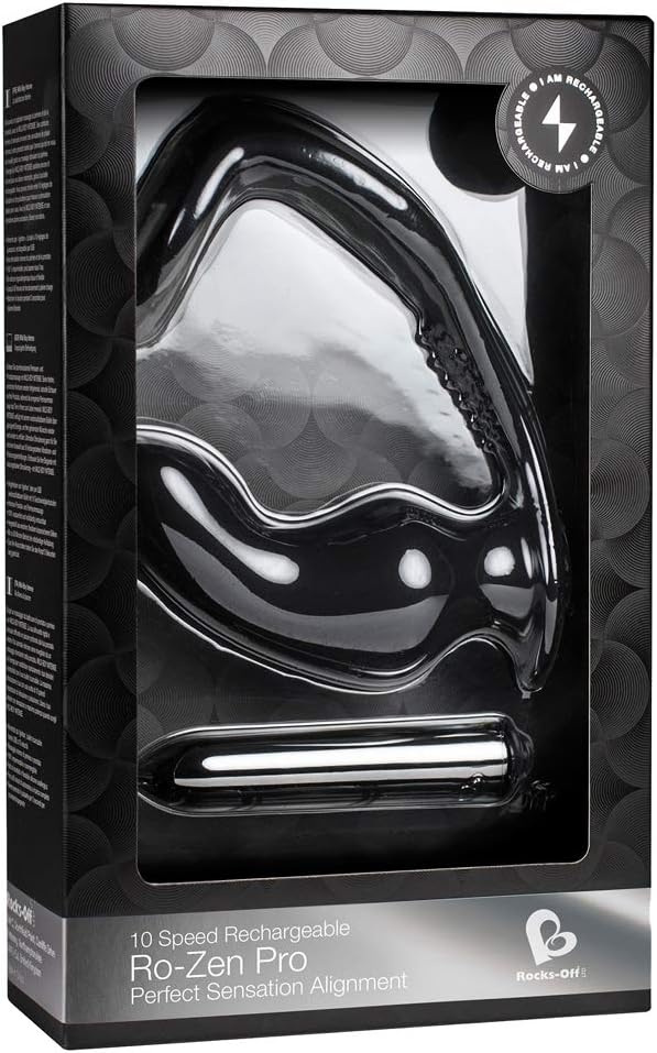 Rocks-Off RO-Zen Pro Vibrating Butt Plug and Double Cock Ring, Black - Image 3
