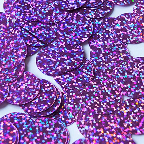 Round Flat Sequin 20mm Center Hole Orchid Light Purple Hologram Glitter Sparkle. Couture Paillettes. Made in USA