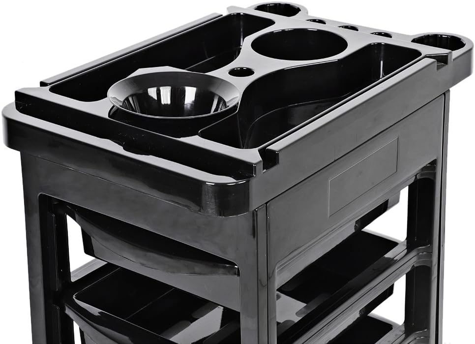 Filfeel Salon Spa Trolley Storage Cart with 5 Drawers, Coloring Beauty Salon Hair Dryer Holder Stylist Trolley in Black: Home & Kitchen
