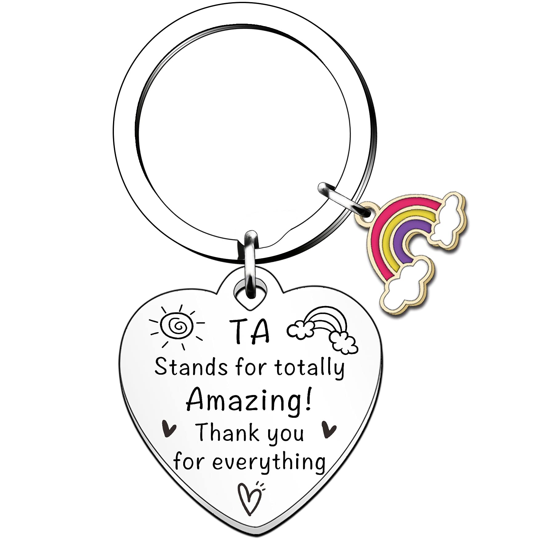 HULALA Thank You Teacher Assitant Gifts For Women TA Stands For Totally Amazing Thank You For Everything Keyring Keychain