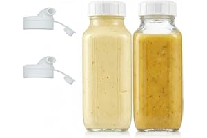 Dewsea 2 Pack Salad Dressing Shaker Bottle, Glass Dressing Mixer with Measurements, Leakproof Shake and Pour Bottles for Home