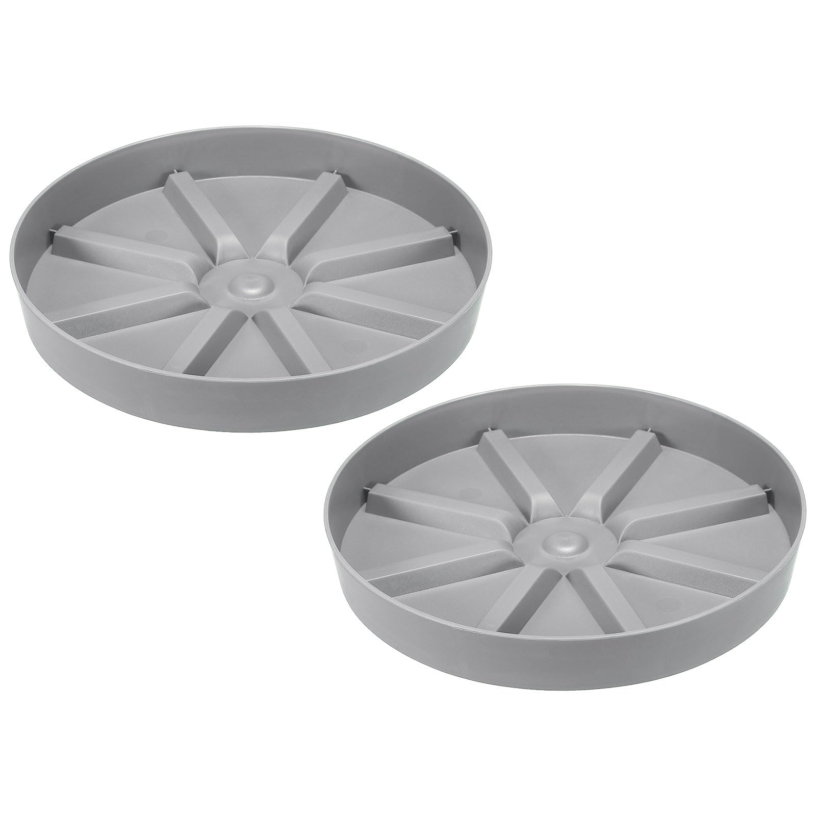 PATIKIL 9 Inch Plant Saucers Tray, 2Pcs Durable Plastic Round Flower Pot Drip Tray Thicker Anti-Rot Root for Indoors Outdoors Home Garden, Grey