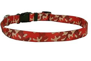 Yellow Dog Design Camo Red Dog Collar 3/4" Wide and Fits Neck 10 to 14", Small