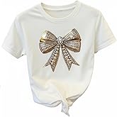 SweatyRocks Women's Bow Graphic Short Sleeve T Shirts Casual Crew Neck Going Out Tee Tops