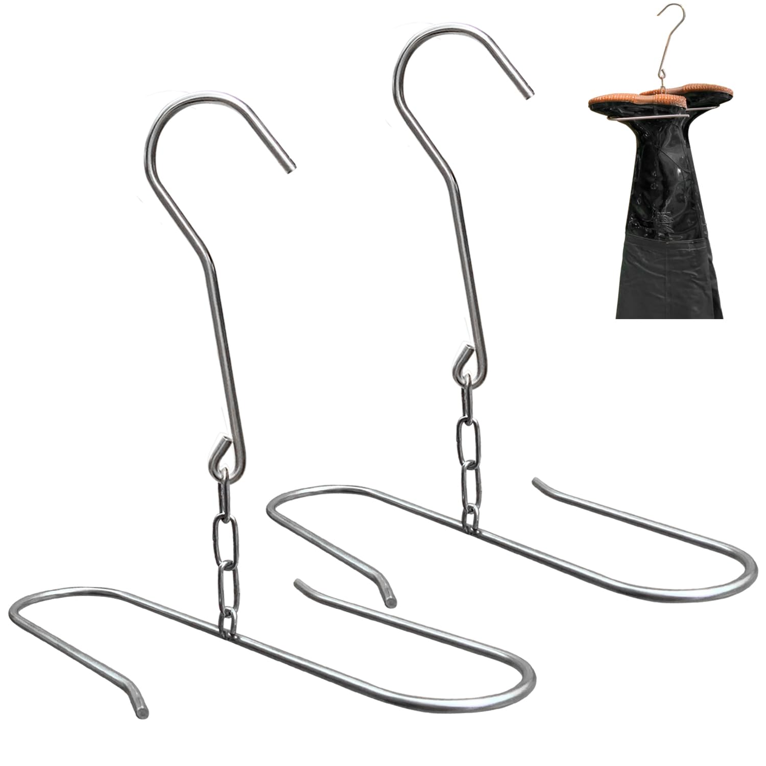 Photo 1 of 2 Packs Fishing Waders Boot Hangers, Stainless Steel Wader Hangers, Boot Hanger for Fishing Waders, Hunting Waders for Storage Drying