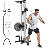 FinerFurnis Dual Pulley Wall Mounted Cable Machine,19 Adjustable Positions, 400LB Capacity, LAT Pulldown Machines &amp; Cable Crossover Machine for Home Gym