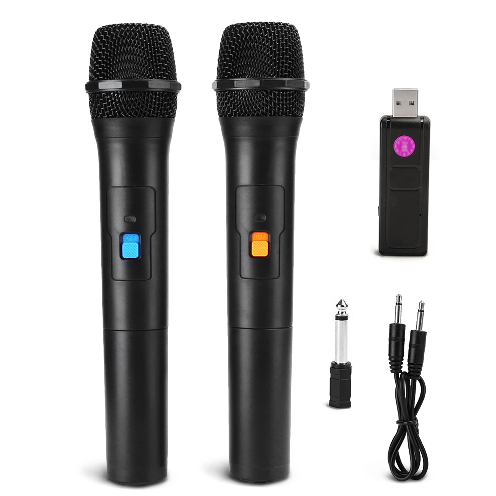 cigemay Wireless Handheld Microphone, Professional 2 in 1 VHF Universal USB Handheld Receiver Mic for Karaoke Singing Ktv Family Party Speech for Android/iPhone/PC/Laptop(Black)