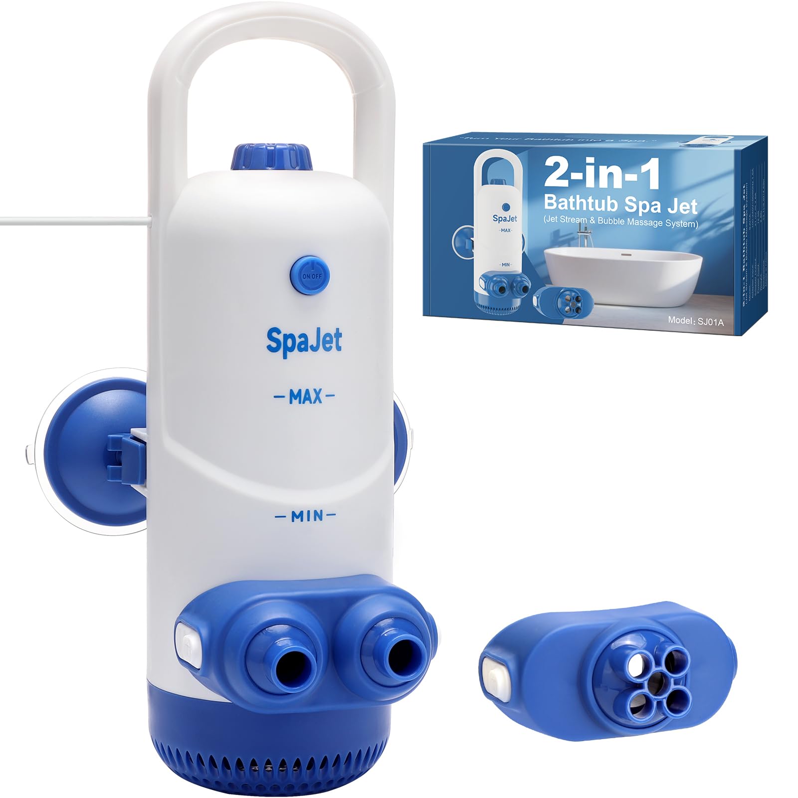 Photo 1 of Bath Jets for Tub with Jet Massage and Bubble Mode, Bathtub Jets for Tub with 360° Rotatable Single and Dual Nozzles, the Lever-lock Suction Cups, and Handle. Jets for Bathtub at Home for Relaxation