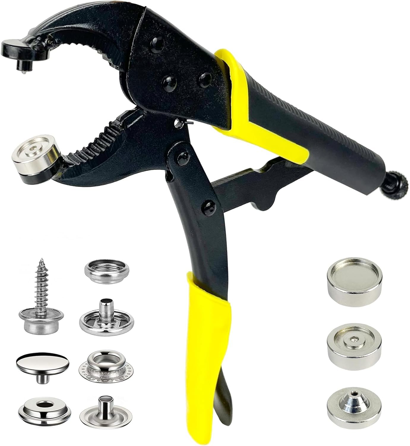 Heavy Duty Snap Fastener Tool Adjustable Vice Grip Snap Setter Tool Includes 40 Sets 15mm Snaps for Boat Cover, Replacing Metal Snaps, Repairing Boat Covers, Canvas, Sewing, Tarps